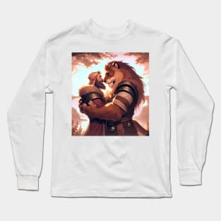 Gay Viking and Anthro Furry Lion Lovers Art Long Sleeve T-Shirt